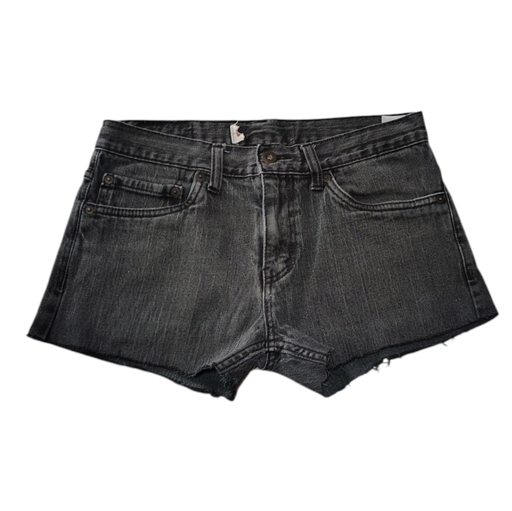 Levis Classic Black Denim Cut-Off Shorts Size 28 - Picture 2 of 5